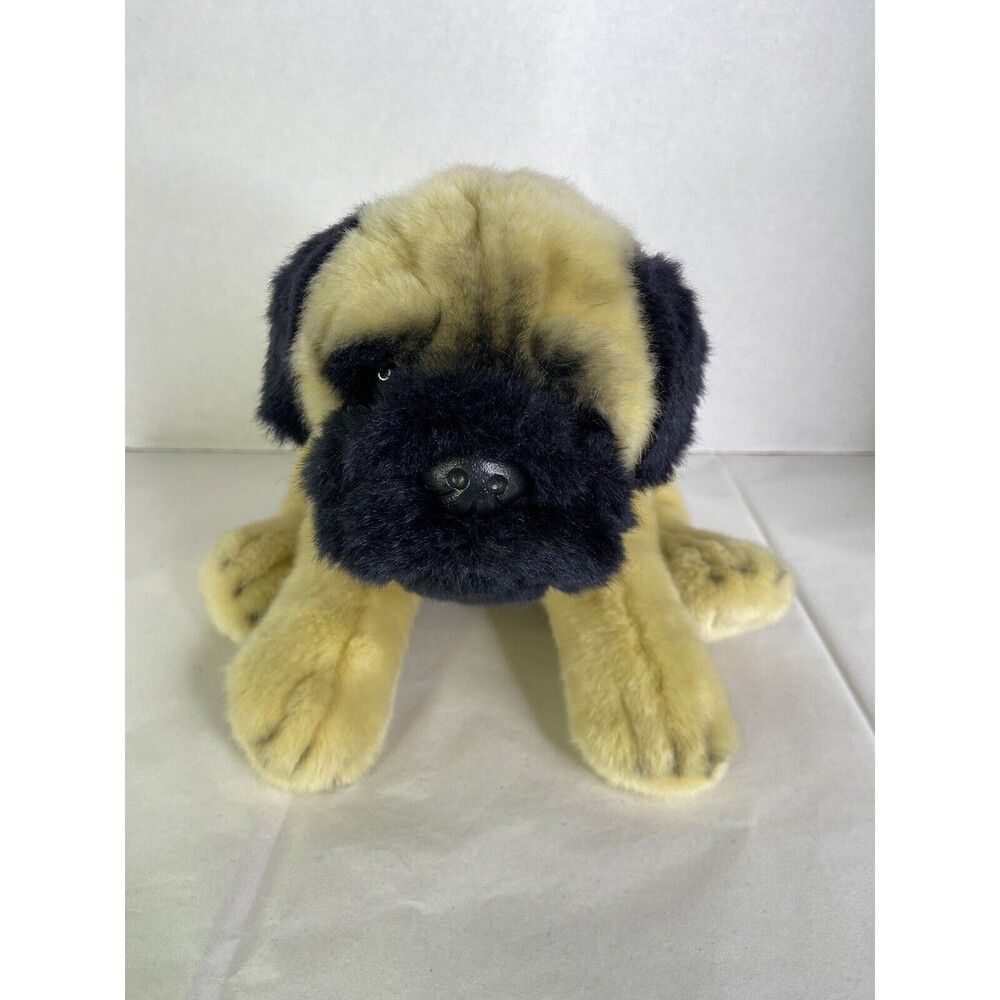 FAO Schwarz Pug Puppy Dog Plush Stuffed Animal Toy With Red Collar